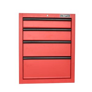 Tủ dụng cụ CSPS 61cm - 04 hộc kéo màu Đỏ tay cầm đen Không mặt ván & vách lưới