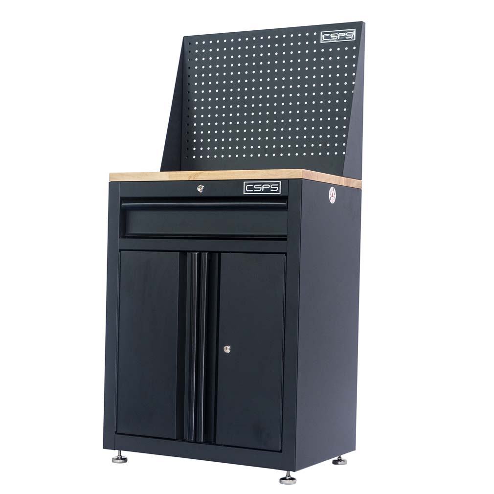 Tủ dụng cụ CSPS 61cm - 01 hộc kéo màu Đen, Có mặt ván & vách lưới