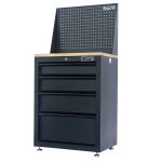Tủ dụng cụ CSPS 61cm - 04 hộc kéo màu Đen tay cầm đen Có mặt ván & vách lưới