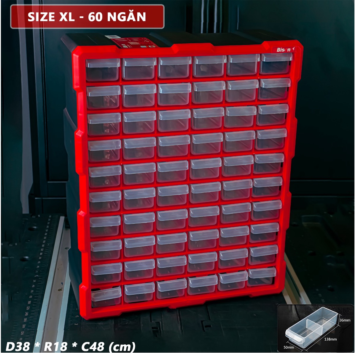 Tủ đựng dụng cụ nhựa 60 ngăn BISON BS386202D