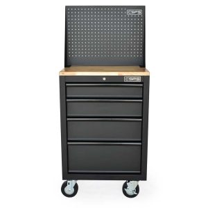 Tủ dụng cụ CSPS 61cm - 04 hộc kéo màu Đỏ tay cầm đen Có mặt ván & vách lưới