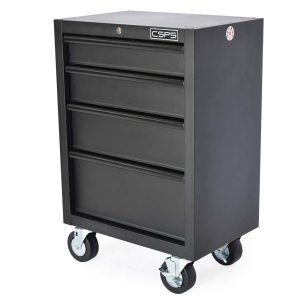 Tủ dụng cụ CSPS 61cm - 04 hộc kéo màu Đỏ tay cầm đen Có mặt ván & vách lưới