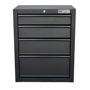 Tủ dụng cụ CSPS 61cm - 04 hộc kéo màu Đỏ tay cầm đen Có mặt ván & vách lưới