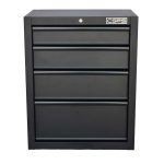 Tủ dụng cụ CSPS 61cm - 04 hộc kéo màu Đen tay cầm đen Không mặt ván & vách lưới