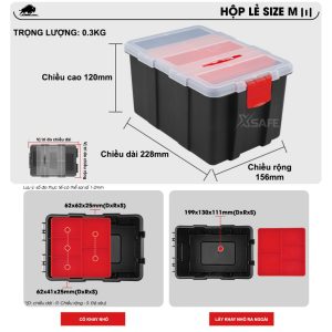 Hộp đựng linh kiện Bison nhiều ngăn tiện dụng, dùng đựng ốc vít mũi khoan linh kiện điện tử thủ công câu cá - Hộp size M