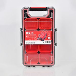 Hộp nhựa đựng linh kiện chống nước chuẩn IP53 Bison BS011024 ngăn chứa có thể tháo rời, khóa nhôm chịu lực