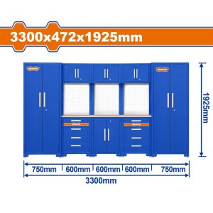 Bộ 8 Tủ Lưu Trữ Đồ Nghề Trong Gara 3300x472x1925mm WADFOW WCS3A08