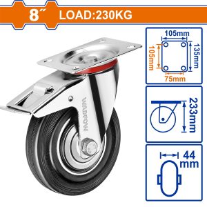 Bánh Xe Đẩy Thép + Cao Su Xoay 8" (có Khóa) WADFOW WJL3383