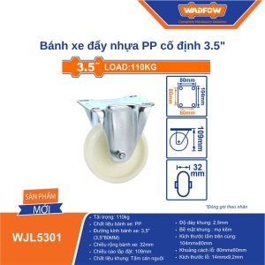 Bánh Xe Đẩy Nhựa PP Cố Định 3.5" WADFOW WJL5301